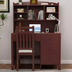 Okak Moderner Home-Office-Computertisch aus Holz mit Desktop/Stuhl & Regal, Jugend-Schüler-Schreibtisch mit Stauraum zum Lernen, Büro