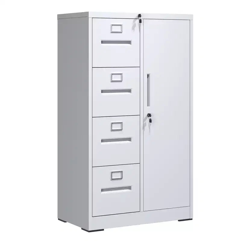 Metall-Aktenschrank Vertikal mit Schloss, Stahl-Aktenschrank mit 4 Schubladen