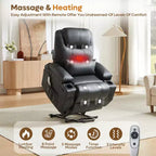 Bestier 34,6'' elektrischer Aufstehsessel mit Massage und Heizfunktion, Relaxsessel aus Kunstleder mit Seitentaschen und Getränkehaltern