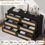 Rattan-Kommode für Schlafzimmer mit 6 Schubladen, 47" moderne Farmhouse breite Kommode, Holz-Aufbewahrungsschrank-Organizer für Kleiderschrank, Wohnzimmer, Flur
