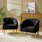 Sheila Moderner 30 W Bouclé-Sessel mit Massivholzbeinen, 2er-Set von HULALA HOME