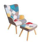 Akzentsessel mit Ottoman, Wohnzimmersessel und Ottomane Set, Bequemer Seitenlehnsessel für Schlafzimmer, Kreative Spleiß-Stoffoberfläche