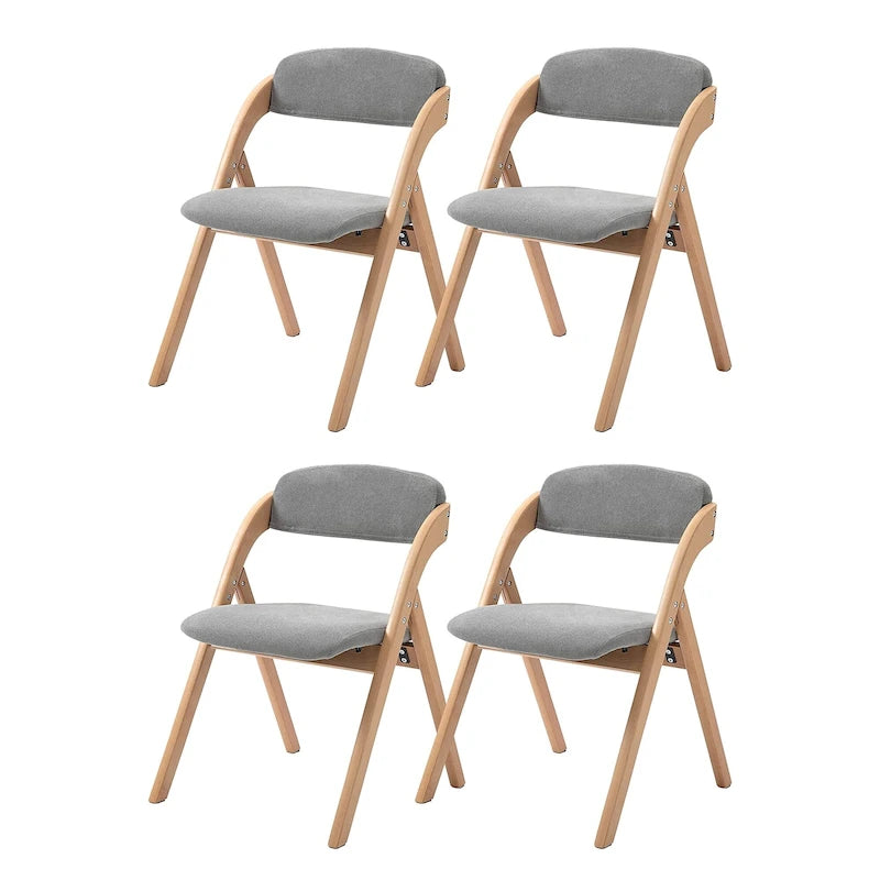 Stapelbare Esszimmer-Klappstühle aus Holz mit gepolsterten Sitzen (4er-Set)