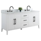 Vanity Art 72 Zoll Badezimmer-Waschtischunterschrank mit Doppelwaschbecken und Kunstmarmorplatte