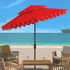 SAFAVIEH Outdoor Kjerstin Volant-Sonnenschirm, 2,7 m, Doppelkuppel