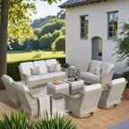 XIZZI 9-teiliges Gartenmöbel-Set mit drehbaren Stühlen für den Außenbereich