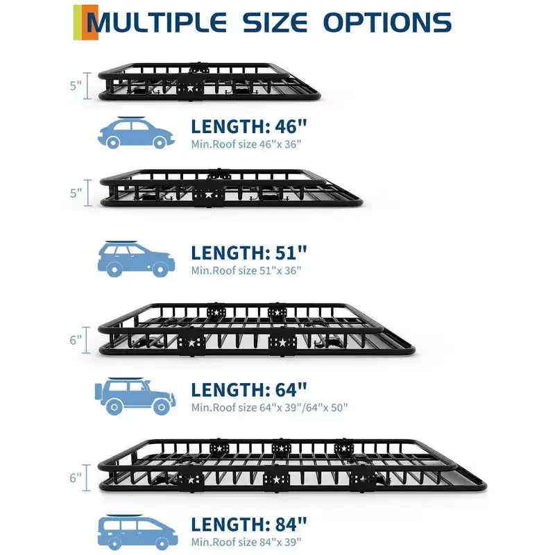 Global Heavy Duty Dachgepäckträger-Korb Stahlkonstruktion, 90 kg Tragkraft, großer Gepäckträger für SUVs, Autos, LKWs