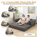 Dyonery 78 Klappsofabett, umwandelbare Kordsofa-Couch, King-Size-Bodenschläfer, 4-in-1 DIY-Kombination, modulares Sofabett, ausklappbares bequemes Sofa.