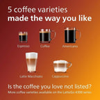 Premium Espressomaschine, 12 heiße/eiskalte Kaffeespezialitäten, LatteGo Milchsystem, Keramikmahlwerk, Schwarz Chrom