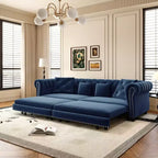 Whisen Velvet 3-in-1 Schlafsofa und wandelbares Schlafsofa im Kingsize-Format mit ausziehbarem Ottomane, getuftetem Design