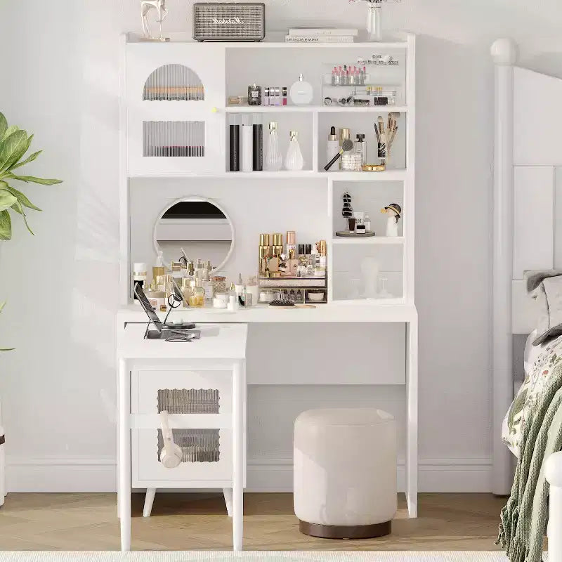 Okak Moderner Home-Office-Computertisch aus Holz mit Desktop/Stuhl & Regal, Jugend-Schüler-Schreibtisch mit Stauraum zum Lernen, Büro