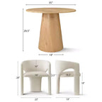 Kleines Essgruppe für 2 Personen, beige gepolsterte Stühle, runder Esstisch mit Säulenfuß, kompakte moderne Küchenmöbel-Panipeachy