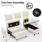 Dyonery 81 Sektional-Schlafsofa, L-förmige Ausziehcouch mit beidseitigem Stauraum, USB, verstellbare Rückenlehne
