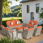 XIZZI 9-teiliges Gartenmöbel-Set mit drehbaren Stühlen für den Außenbereich