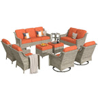 XIZZI 9-teiliges Gartenmöbel-Set mit drehbaren Stühlen für den Außenbereich