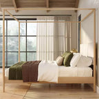 Harbor King Himmelbett mit gepolstertem Kopfteil, Blonde/Swiss Coffee (MD2411-01)