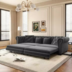 Whisen Velvet 3-in-1 Schlafsofa und wandelbares Schlafsofa im Kingsize-Format mit ausziehbarem Ottomane, getuftetem Design