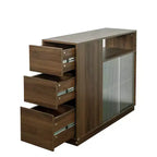 GDFStudio Hikaru Modernes Sideboard Buffet-Schrank mit Glasschiebetüren und Schubladen