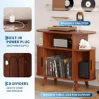 Plattenspielerständer im Mid-Century Modern Stil, Schallplattenregal aus Holz, offener Vinyl-Aufbewahrungsschrank, für Wohnzimmer, Schlafzimmer