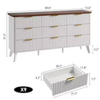 Kommode mit 9 Schubladen, gerillt, moderne Kommode, Holzkommode als TV-Ständer, geschwungenes Profil, für Wohnzimmer, Flur