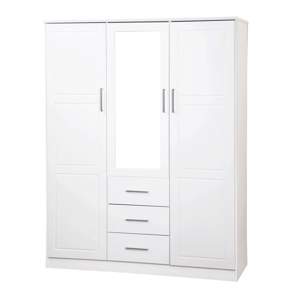 Palace Imports 100% Massivholz Cosmo Kleiderschrank mit 3 Türen mit Massivholz- oder Spiegeltüren