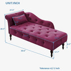Moderne 60.6 Samt gepolsterte Knöpfe getuftete Chaiselongue mit Massivholzbeinen und Ziernägeln