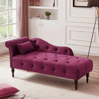 Moderne 60.6 Samt gepolsterte Knöpfe getuftete Chaiselongue mit Massivholzbeinen und Ziernägeln