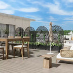 MAYEERTY 72x47 Schwarzer gewölbter Eisen-Pflanzkasten mit Spalier, 3-teiliges Set, dekorativer Gartensichtschutz für Terrasse und Balkon