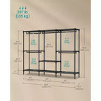 SONGMICS Kleiderständer, Schwerlast-Garderobenschrank-Organizer mit Kleiderstangen und Regalen, Gesamtbelastbarkeit 135 kg, einfache Montage, Tintenschwarz