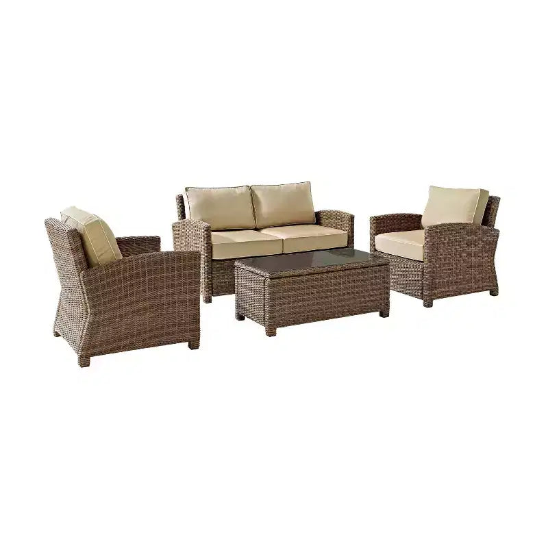 Bradenton 4-teiliges Outdoor Lounge-Set aus Korbgeflecht – Crosley