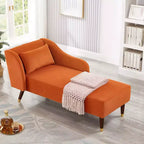 Modernes Samt-Chaiselounge-Sofa, Polsterliege mit geschwungener Armlehne, Schlafcouch für Schlafzimmer, Büro, Wohnzimmer