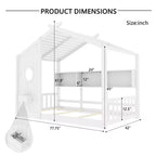 Twin/Full Size Hausbett Plattform-Bettrahmen Kleinkind-Bodenbett Kinder Montessori Bett Spielhausbett mit Ablagefach – ModernLuxe