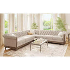 Mirod Großes Retro-Ecksofa mit Holzfüßen, bequemes Moduldesign für Wohnzimmer, Lounges und Familienbereiche