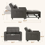 3-in-1 verstellbares Schlafsofa, ausziehbares Sesselsofa, umwandelbares Klappbett für das Wohnzimmer
