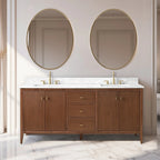 Vanity Art 72 Zoll Badezimmer-Waschtischunterschrank mit Doppelwaschbecken und Kunstmarmorplatte