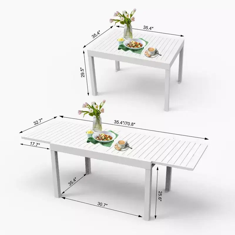Okak Esstisch Aluminium ausziehbarer Terrassentisch Esstisch Küchentisch für das Esszimmer