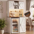 Besiost Küchenschrank mit Mini-Kühlschrankfach, Kaffeebar-Schrank mit Ablagefach