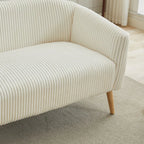 Zweisitzer-Sofa, bezogen mit Cordstoff, mit Walnussholzbeinen