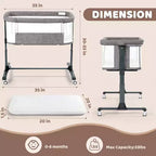 Baby-Beistellbett mit Rollen – Beige / Grau / Rosa, Bettschläfer, für 1 Baby