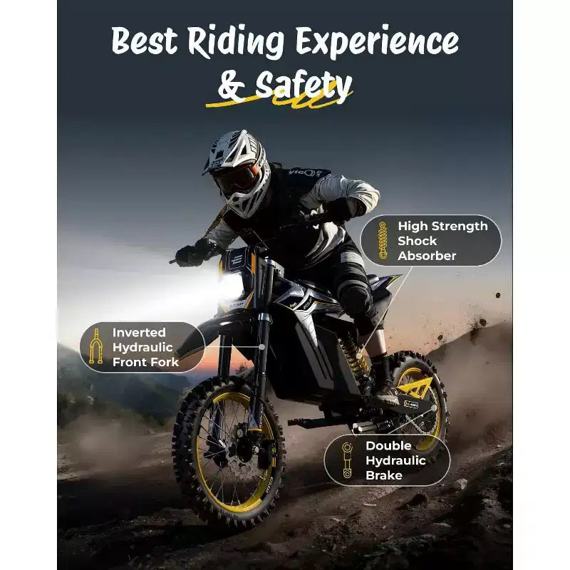 ECOLEAP 3500 W Peak Elektro-Dirtbike für Jugendliche & Erwachsene, 60 km/h Offroad E-Bike, 48 V 21 Ah Akku, bis zu 88 km Reichweite, 180 kg, 13+