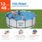 Bestway Steel Pro MAX Rundschwimmbecken Aufstellpool mit Pumpe & Abdeckung