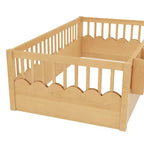 Bellemave Kinder-Bodenbett mit erhöhtem Zaun und Bücherregal, hölzernes Montessori-Bettgestell in Twin-Größe für Mädchen und Jungen
