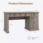 Geriffelter Home-Office-Schreibtisch mit Stauraum, 137 cm moderner Chefschreibtisch mit Ladestation, Computer-Schreibtisch aus Holz mit Aktenschubladen für das Arbeitszimmer