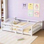 Luxystar Montessori-Bett in voller Größe mit niedriger Profilhöhe, Sicherheitsgittern und Kopfteil