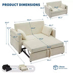 55 Convertible Schlafsofa mit ausziehbarer Fußstütze & verstellbarer Rückenlehne, platzsparendes Sofa für kleine Wohnungen