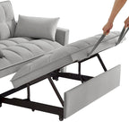 4-in-1 Loveseat Schlafsofa mit Armlehnen & Aufbewahrungstaschen, Multifunktionales getuftetes Ausziehsofa mit verstellbarer Rückenlehne