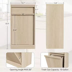 Kippbarer Mülleimer, natürliche Eiche, Mülleimer mit Stauraum und Schublade, versteckter Müllschrank, Wäschekorb für Küche, Esszimmer, Wohnzimmer