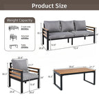 4-teiliges Outdoor-Gartenmöbel-Set mit Sofa