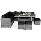Costway 7-teiliges Terrassen-Essgruppe Rattan-Sofa Couch Ottomane – Details ansehen