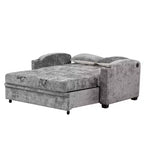 61.6 Modernes Chenille-Schlafsofa mit USB-Anschlüssen, Becherhaltern und verstellbarer Rückenlehne für Wohnzimmer, Apartment